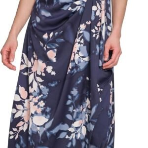 DKNY Women's V-Neck Balloon Sleeve Dress with Ruffle Hem